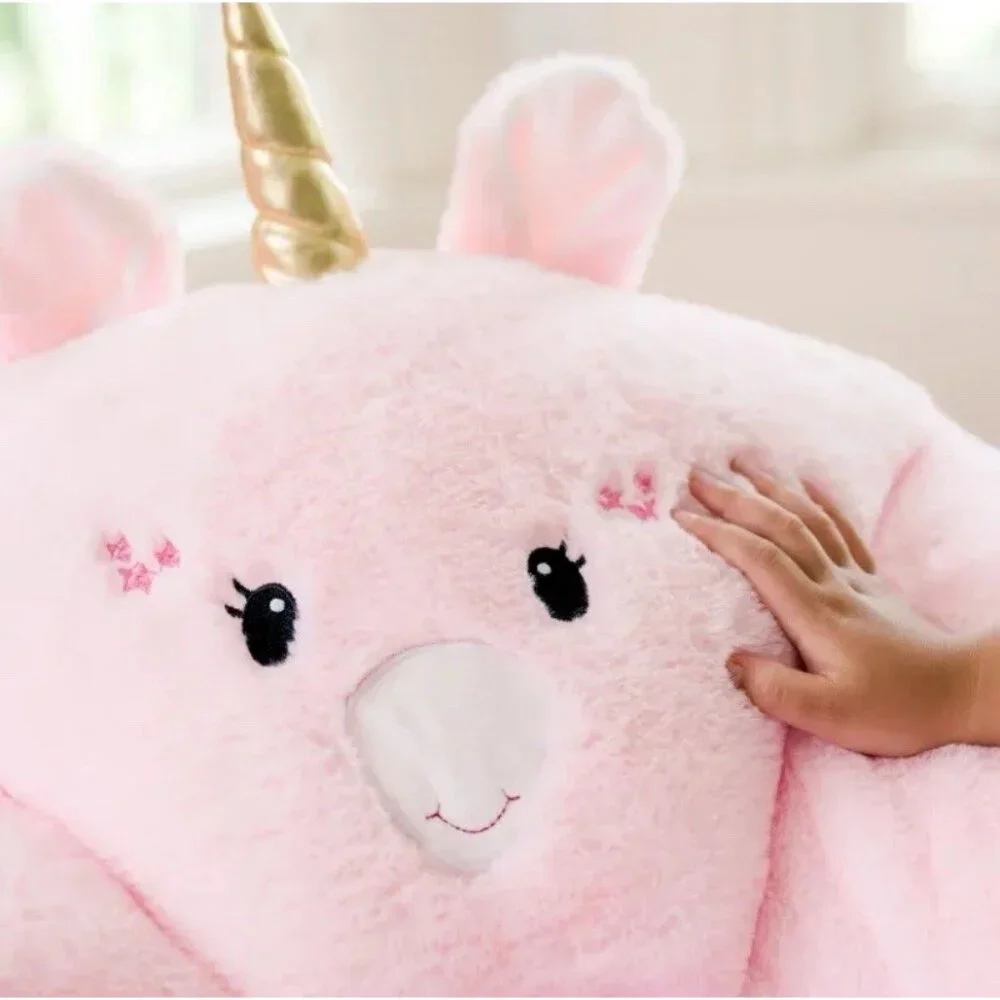 Your Zone Kids, Pink Soft Plush Unicorn Large Bean Bag Chair, Girls Kids 2.25 ft - Picture 4 of 11